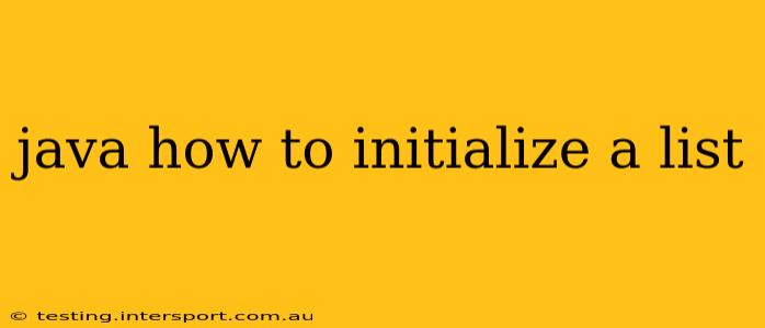 java how to initialize a list